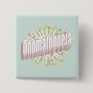 Onomatopoeia Explosion English Language Vierkante Button 5,1 Cm