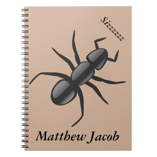 Onomatopoeia woord sizzzz denkende mierige geluide notitieboek (Voorkant)