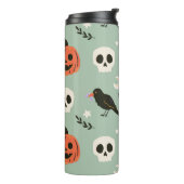 ononderbroken naadloos patroon met ravens, schedel thermosbeker (Gedraaid links)