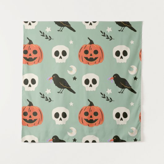 ononderbroken naadloos patroon met ravens, schedel wandkleed (Voorkant)