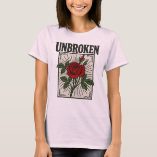 Ononderbroken Roos geborduurde kunst T-shirt