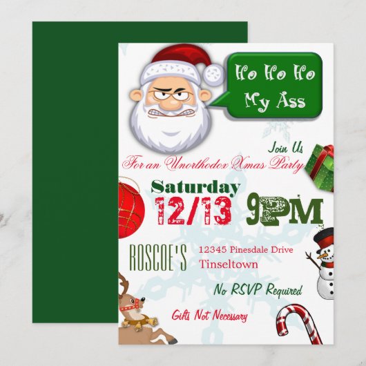 Onorthodoxe kerstfeestuitnodigingen kaart (Voorkant / Achterkant)