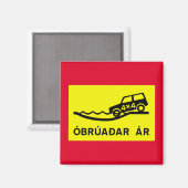 Onoverbrugde rivier, verkeersbord, IJsland Magneet (Voorkant / Achterkant)
