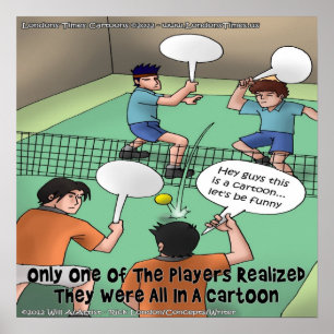Onpretentieloze Tennis Cartoon Poster (Eigenlijk G
