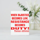 Onrecht wordt de wet verzet wordt een plicht briefkaart (Staand voorkant)