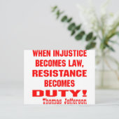 Onrecht wordt de wet verzet wordt een plicht briefkaart (Staand voorkant)