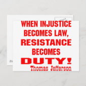 Onrecht wordt de wet verzet wordt een plicht briefkaart (Voorkant / Achterkant)