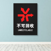 Onrecycleerbaar ~ Hanzi-teken voor Chinese taal Canvas Afdruk (Insitu (Houten vloer))