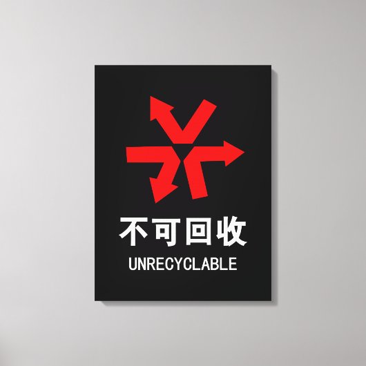 Onrecycleerbaar ~ Hanzi-teken voor Chinese taal Canvas Afdruk (Voorkant)
