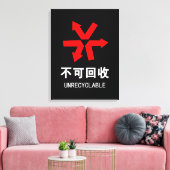 Onrecycleerbaar ~ Hanzi-teken voor Chinese taal Canvas Afdruk (Insitu (Woonkamer))