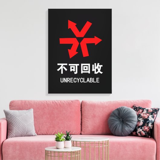 Onrecycleerbaar ~ Hanzi-teken voor Chinese taal Canvas Afdruk (Insitu (Woonkamer))