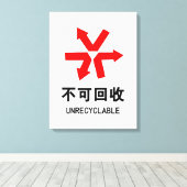 Onrecycleerbaar ~ Hanzi-teken voor Chinese taal Canvas Afdruk (Insitu (Houten vloer))