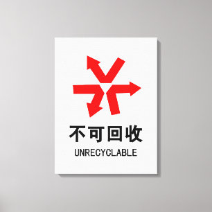 Onrecycleerbaar ~ Hanzi-teken voor Chinese taal Canvas Afdruk