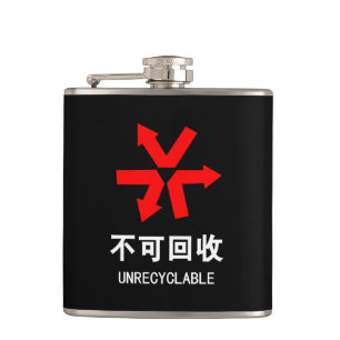 Onrecycleerbaar ~ Hanzi-teken voor Chinese taal Heupfles