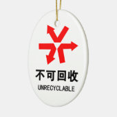 Onrecycleerbaar ~ Hanzi-teken voor Chinese taal Keramisch Ornament (Links)