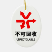 Onrecycleerbaar ~ Hanzi-teken voor Chinese taal Keramisch Ornament (Achterkant)