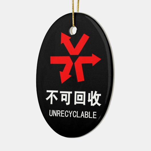 Onrecycleerbaar ~ Hanzi-teken voor Chinese taal Keramisch Ornament (Links)