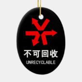Onrecycleerbaar ~ Hanzi-teken voor Chinese taal Keramisch Ornament (Achterkant)
