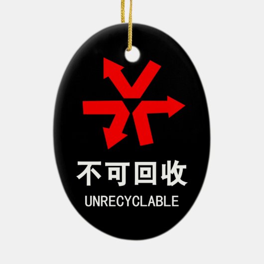 Onrecycleerbaar ~ Hanzi-teken voor Chinese taal Keramisch Ornament (Achterkant)