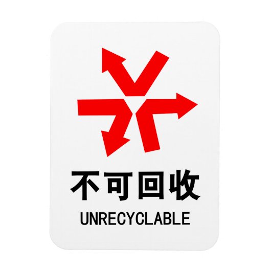 Onrecycleerbaar ~ Hanzi-teken voor Chinese taal Magneet (Verticaal)