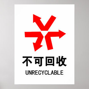 Onrecycleerbaar ~ Hanzi-teken voor Chinese taal Poster