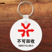Onrecycleerbaar ~ Hanzi-teken voor Chinese taal Sleutelhanger (Voorkant)