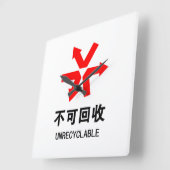 Onrecycleerbaar ~ Hanzi-teken voor Chinese taal Vierkante Klok (Hoek)