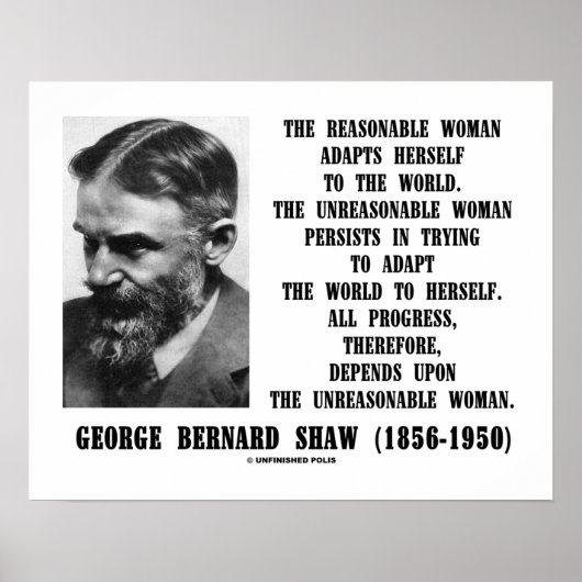 Onredelijke Woman Progress G. B. Shaw Quote Poster (Voorkant)