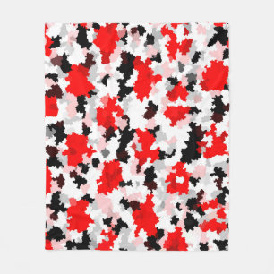 Onregelmatig Abstract Patroon Rood Zwart Wit Ontwe Fleece Deken