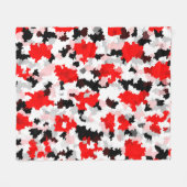 Onregelmatig Abstract Patroon Rood Zwart Wit Ontwe Fleece Deken (Voorkant (Horizontaal))