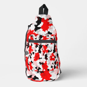 Onregelmatig Abstract Patroon Rood Zwart Wit Ontwe Sling Bag