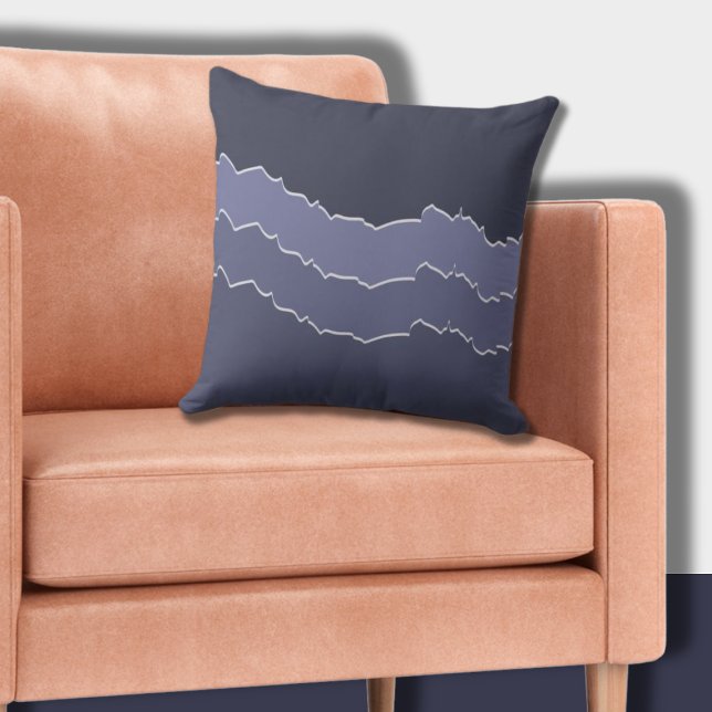 Onregelmatig Geript Koel Grijs Blauw Gestreept Kussen (Irregular Ripped Cool Gray Blue Striped Throw Pillow)