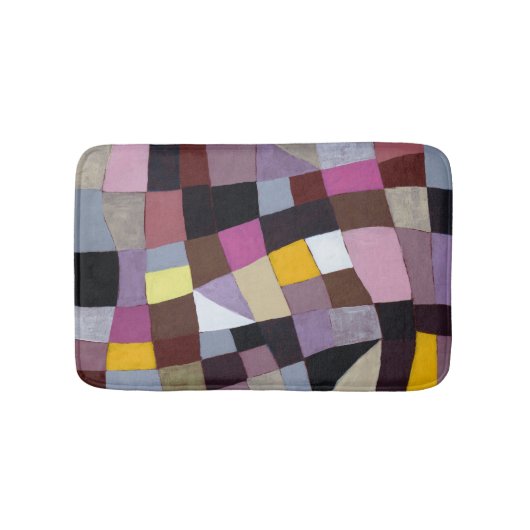 Onregelmatig raster: violet-geel Abstract schilder Badmat (Voorkant)