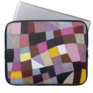 Onregelmatig raster: violet-geel Abstract schilder Laptop Sleeve