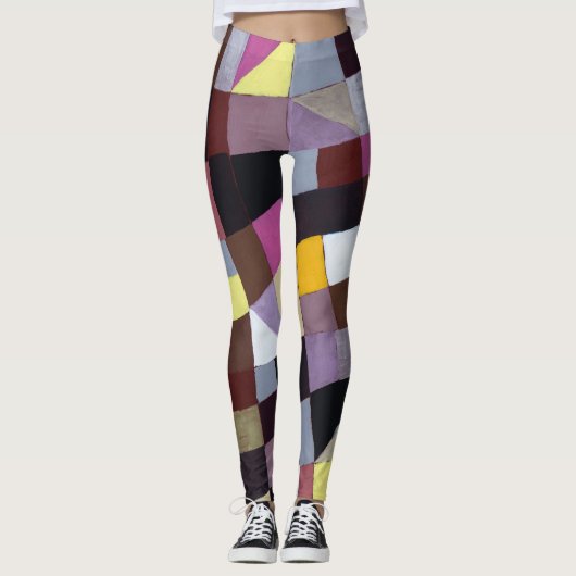 Onregelmatig raster: violet-geel Abstract schilder Leggings (Voorkant)