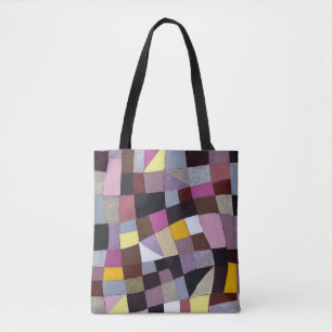 Onregelmatig raster: violet-geel Abstract schilder Tote Bag