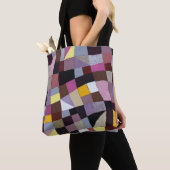 Onregelmatig raster: violet-geel Abstract schilder Tote Bag (Dichtbij)