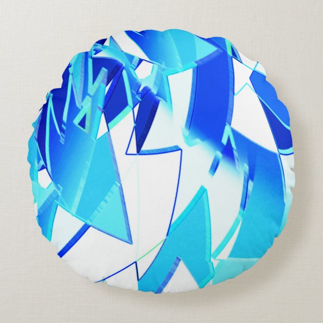 Onregelmatig verdraaide blauwe afbeeldingen knippe rond kussen (Voorkant)