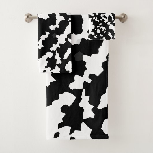 Onregelmatige Abstracte Mozaïek Zwart-wit Camo Bad Handdoek (Insitu)