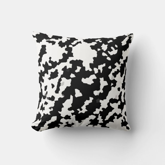 Onregelmatige Abstracte Mozaïek Zwart-wit Camo Kussen (Voorkant)