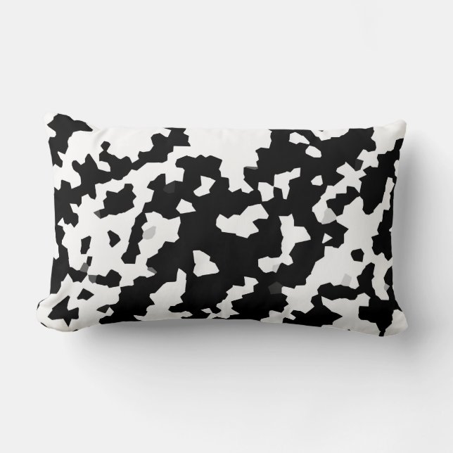 Onregelmatige Abstracte Mozaïek Zwart-wit Camo Kussen (Voorkant)