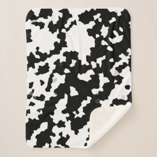 Onregelmatige Abstracte Mozaïek Zwart-wit Camo Sherpa Deken