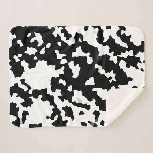 Onregelmatige Abstracte Mozaïek Zwart-wit Camo Sherpa Deken (Voorkant (horizontaal))