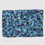 Onregelmatige blauwe en groene mozaïekoverlay golfhanddoek (Horizontaal)