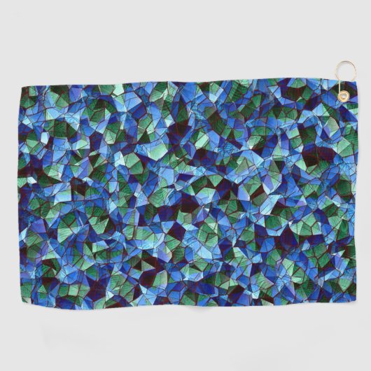 Onregelmatige blauwe en groene mozaïekoverlay golfhanddoek (Horizontaal)