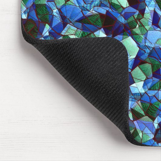 Onregelmatige blauwe en groene mozaïekoverlay muismat (Hoek)