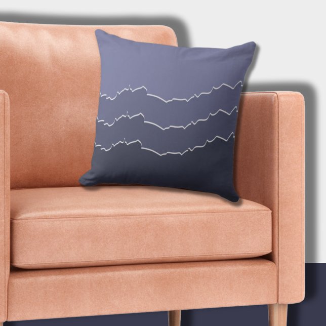 Onregelmatige gescheurde koele blauwe grijze strep kussen (Irregular Torn Cool Blue Gray Striped Throw Pillow)