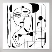 Onregelmatige harmonie: Abstracte gezichten in mon Poster (Voorkant)