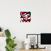 Onregelmatige kristallijne Abstracte Mozaïek Rode  Poster (Thuiskantoor)