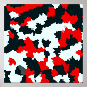 Onregelmatige kristallijne Abstracte Mozaïek Rode Poster